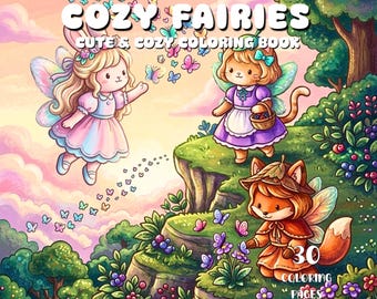 Cute Fairy Coloring Book Pages Cozy Fantasy Coloring Book Enchanted Forest Printable Magical Forest Coloring Pages Relaxing Adult Coloring