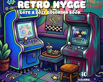 Retro Hygge Coloring Book For Adult Cozy Aesthetic Coloring Vintage Groovy Coloring Nostalgic Old School Coloring Pages Digital Printable