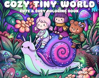Cozy Tiny World Coloring Book Cute Animal Coloring Pages Digital Fantasy Magical Forest Relaxing Adult Coloring Summer Printable Pdf Jpg