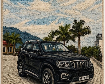 Alfombra personalizada para coche, alfombra con retrato de SUV personalizada, alfombra de lana hecha a mano para vehículos, arte mural automotriz, regalo para amantes de los coches.