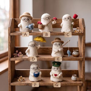 Handgefilzter Gespenst Ornament, Wollfilz, Schreibtischfreund, Kawaii Geschenk