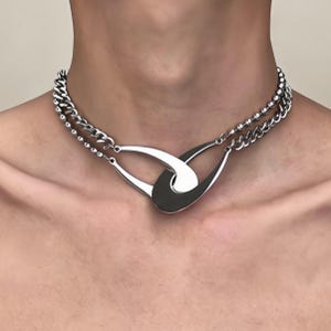 Collar abstracto plateado para clavícula, collar llamativo de cadena gruesa, regalo de joyería unisex moderno