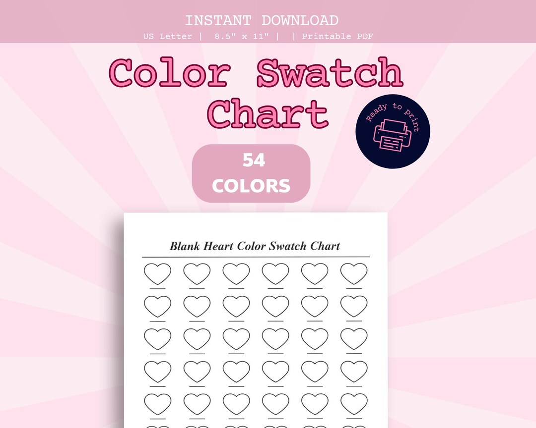 Heart Color Chart Cozy Heart Color Swatch Chart Printable | Palette Tracker | Artist ...