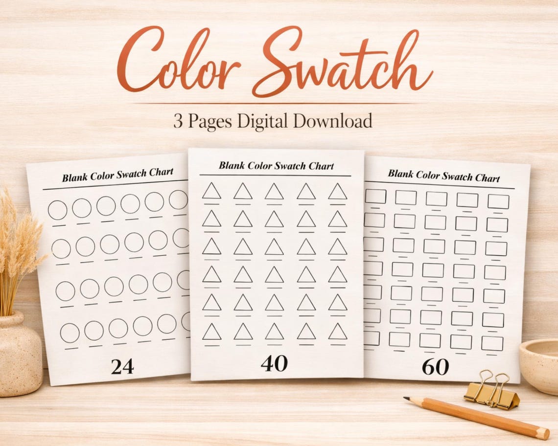 Printable & Digital Color Swatches – Circle, Triangle, Rectangle (24 ...