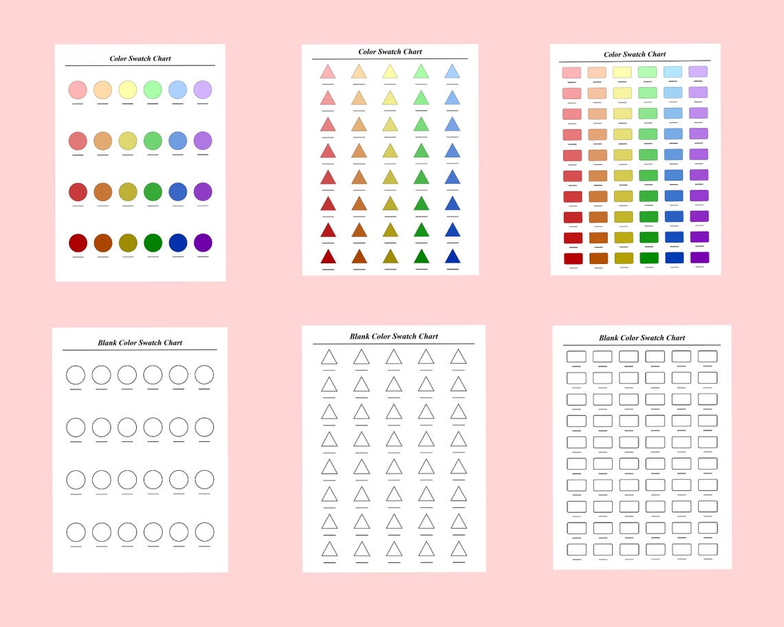 Printable & Digital Color Swatches – Circle, Triangle, Rectangle (24 ...