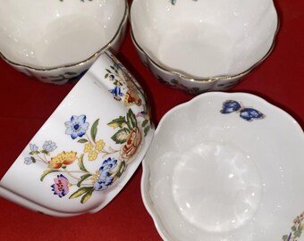 VTG - Aynsley Cottage Garden Fine English Bone China Var-i-ete Bowls Qty 4