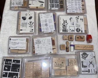 Stampin’Up Rubber Stamp Lot Of 119 Stamps Mostly New Or Excellent Condition
