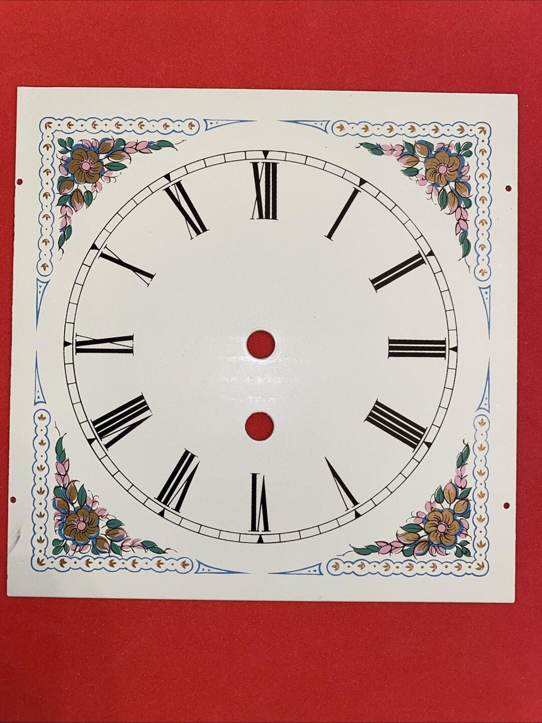 Vintage NEW Painted Floral Clock Face Replacement Part 8” Square Estate ...