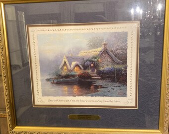 Thomas Kinkade LOCKHAVEN COTTAGE Lámina enmarcada de 14,5" Certificado de autenticidad de la Collectors' Society (C2)