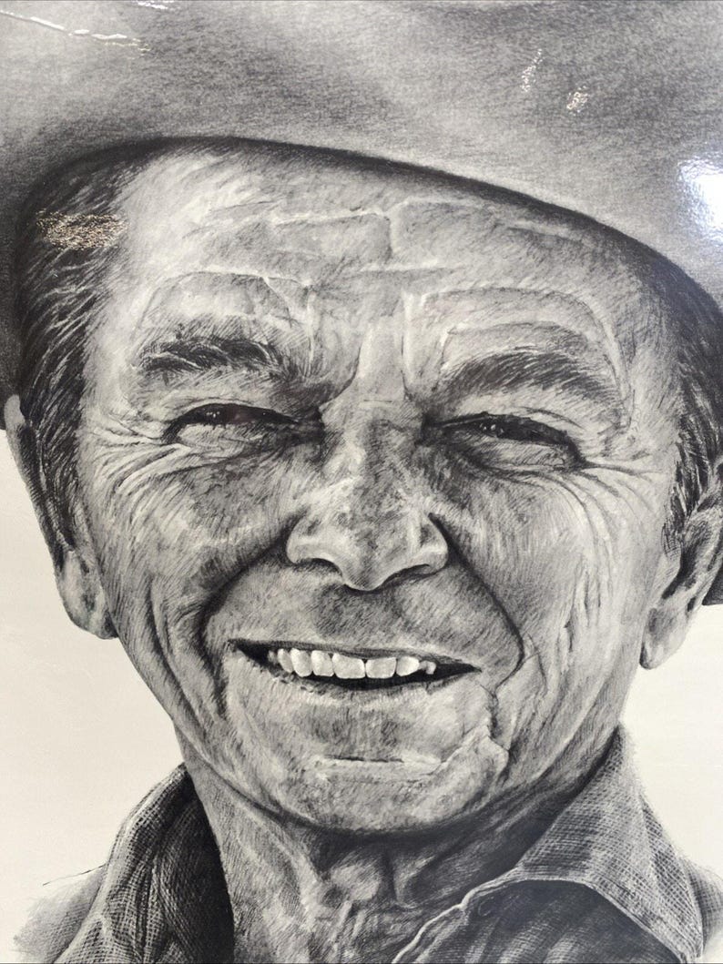 Ronald Reagan Cowboy Print 1981 “Reagan Country” Print By Artist Gary Giuffre afbeelding 7