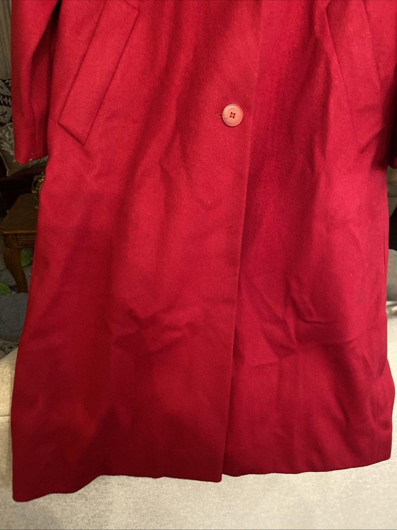Trench-coat rouge Pendleton VTG 100 % laine mérinos Taille 8P image 3