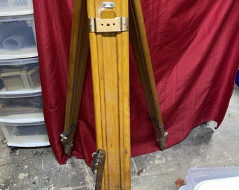 Vintage Seiler Wooden Extendable Surveying Tripod - Heavy Duty, Hardwood