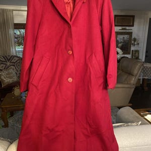 Trench-coat rouge Pendleton VTG 100 % laine mérinos Taille 8P image 1