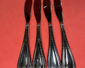 4 cuchillos de mesa Gourmet Settings Nouveau de acero inoxidable 18/10 con borde biselado (A1)