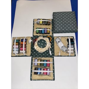 Vintage Singer Travel Sewing Kit Foldable Cube Scissors Thread Set - New(C9)