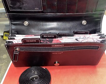 Cartera/organizador Mary Kay nuevo - Piel negra con correa cruzada (C3)