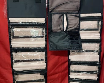 3 estuches de maquillaje plegables de viaje Mary Kay, color negro/rosa, para colgar, nuevos (C4)