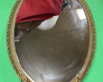 Vintage Vanity Mirror Tray Gold Tone FIligree 16x9x1 - New Old Stock W/Tag(B6)