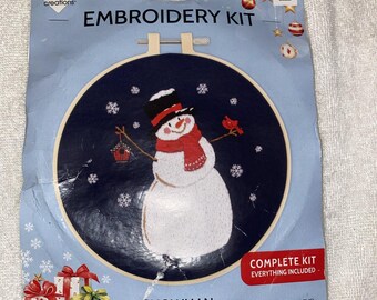 New Needle Creations Snowman Needlepoint Embroidery Kit Intermediate 6”