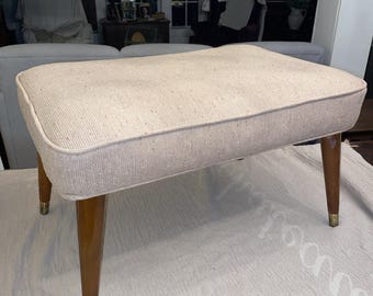 1960s MCM Footstool Tapered Legs 24x17x15 Original Fabric