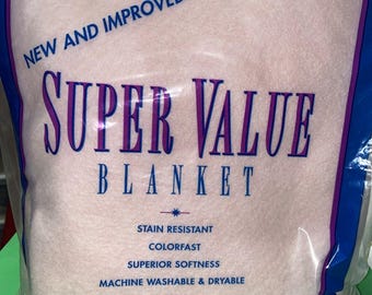 Vintage Super Value PolYester Blanket Nylon Binding Twin/Full Pink 84x68 (A8)
