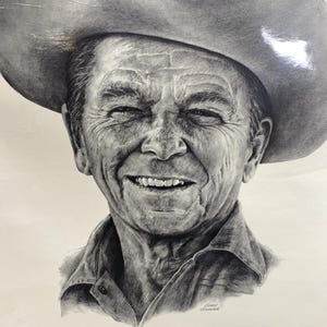 Ronald Reagan Cowboy Print 1981 “Reagan Country” Print By Artist Gary Giuffre afbeelding 8