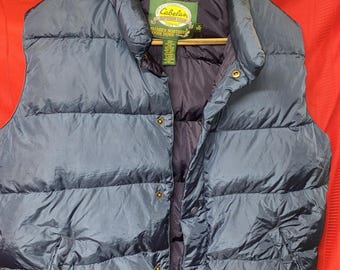 Chaleco acolchado de plumón de ganso Cabelas para hombre, talla M, azul marino, Premier Northern, con broches (B3)