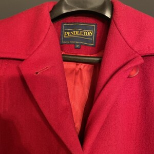 Trench-coat rouge Pendleton VTG 100 % laine mérinos Taille 8P image 4