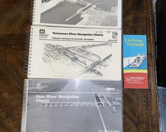 Vintage River Navigation Charts - Ohio, Cumberland Rivers 1990’s 3 Books