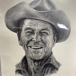 Ronald Reagan Cowboy Print 1981 “Reagan Country” Print By Artist Gary Giuffre afbeelding 1
