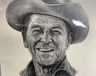 Ronald Reagan Cowboy Print 1981 “Reagan Country” Print By Artist Gary Giuffre