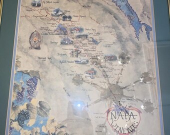 Vintage NAPA Valley Wineries Oceana Maps Poster 1983 Northern California 16x22 Rare