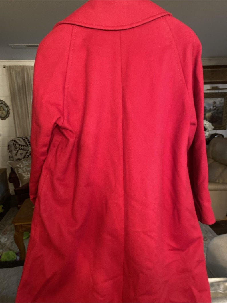 Trench-coat rouge Pendleton VTG 100 % laine mérinos Taille 8P image 5