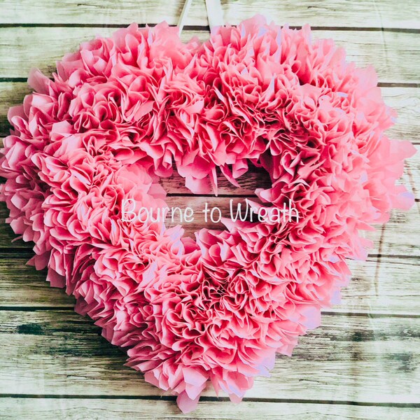 Heart wreath, pink heart wreath, love wreath, Valentines day wreath, shabby chic heart wreath