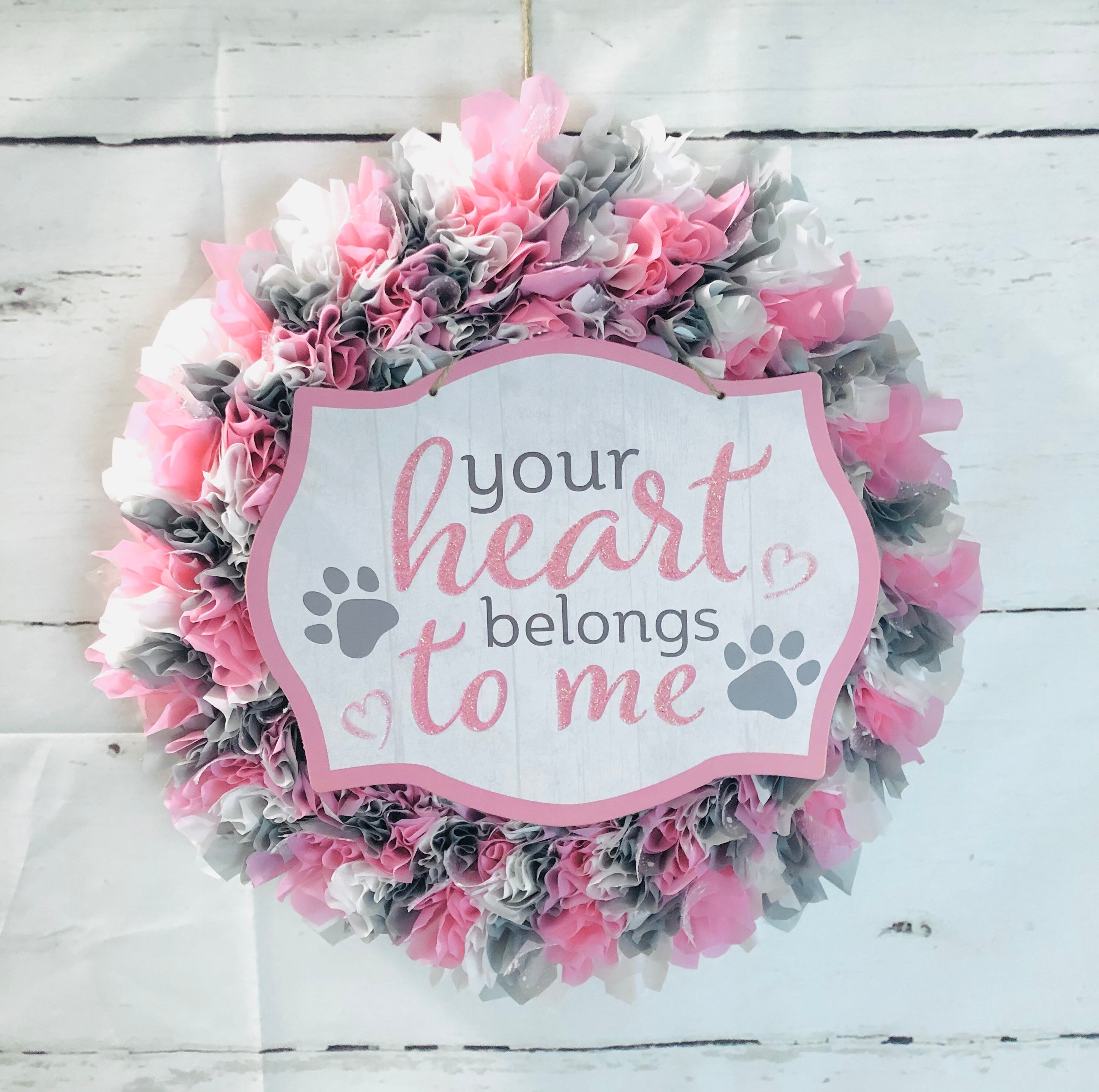 Heart Wreath, Pink Heart Wreath, Love Wreath, Valentines Day Wreath, Shabby  Chic Heart Wreath 