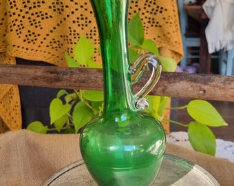 Vintage Green Art Glass Vase