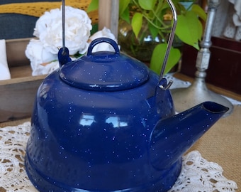 Speckled Enamel Tea Kettle Vintage