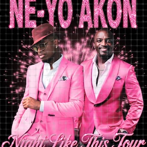 Ne-Yo Akon Night Like This Tour 2026 PNG T-shirt eller hoodiedesign (digital nedladdning)