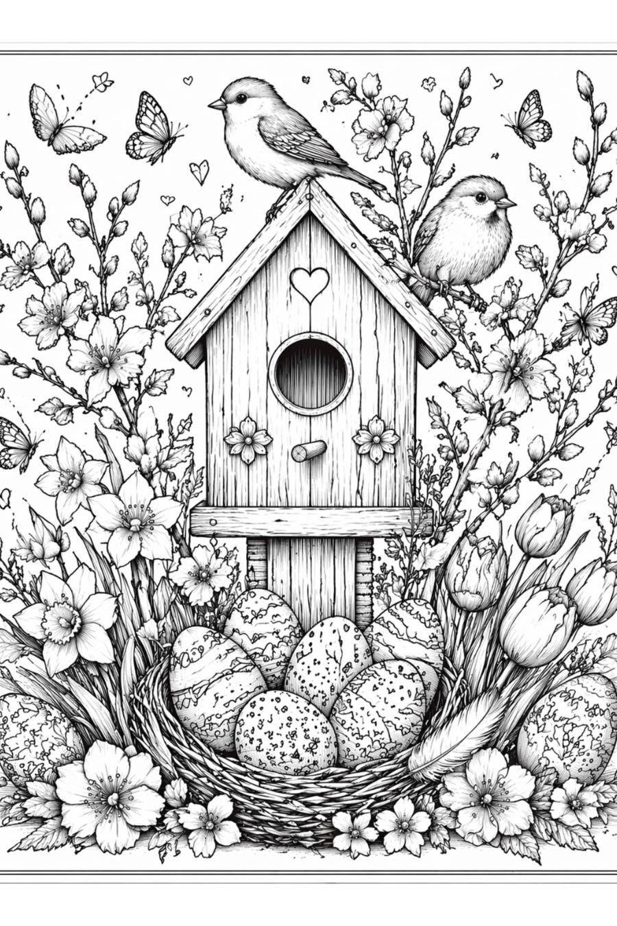 Spring Love Coloring Romantic Coloring Pages | Spring Easter Bundle, Cozy Self-care ...