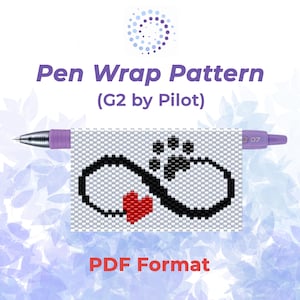Infinity Paw Heart Pen Wrap Pärlmönster (Peyotesöm PDF)