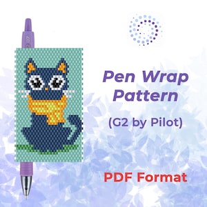 Wikkelpatroon kleurrijke kattenpen: ontwerp met peyote-stiksel (pdf-download)