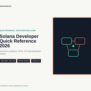 Solana Developer Quick Reference 2026 — Anchor, SPL Tokens, CLI & PDA Cheatsheet