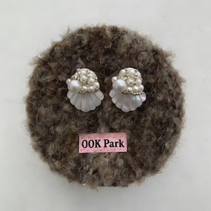 S925 Silver Shell Pearl Earring,Natural Mother-of-Pearl Earring,Handmade Beaded Statement Earring,Unique Nautical Accessory,Gift For Her