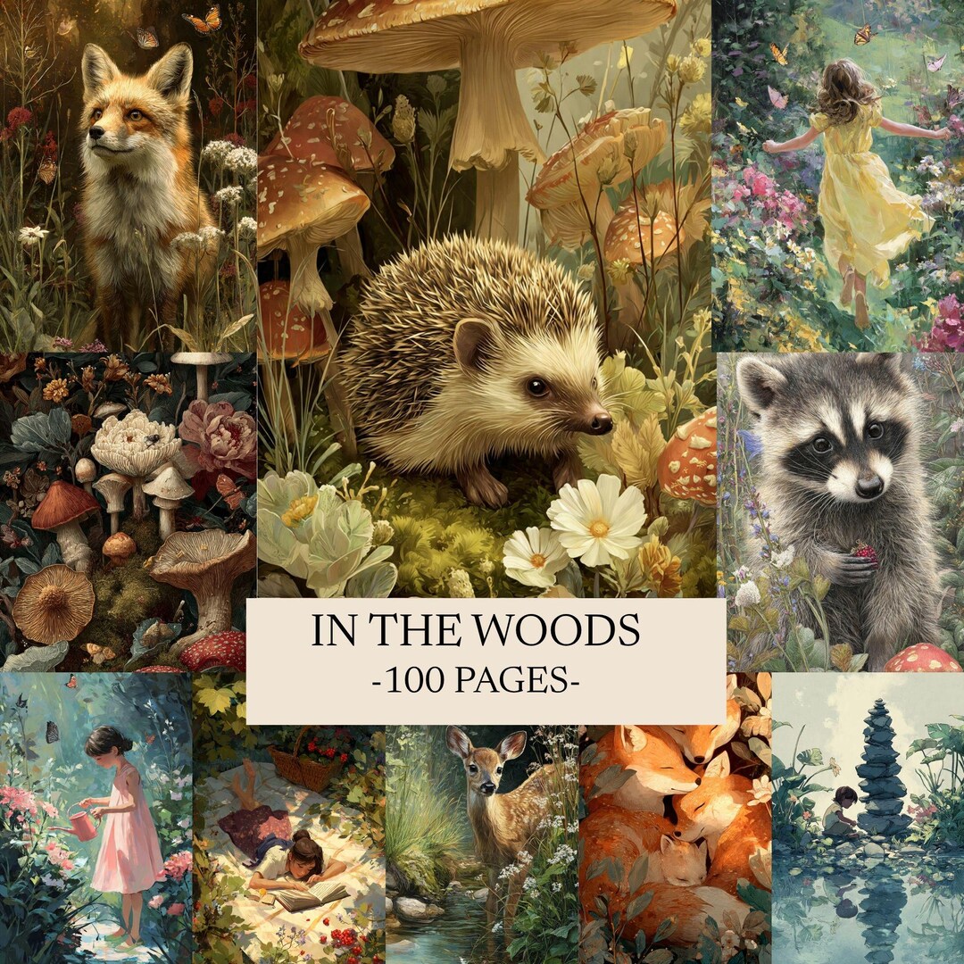 Woodland Junk Journal Kit, Forest Animals Printable, Nature Watercolor ...