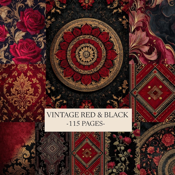 Gothic Floral Digital Paper Pack, Dark Luxe Roses Junk Journal Pages (Digital Download)