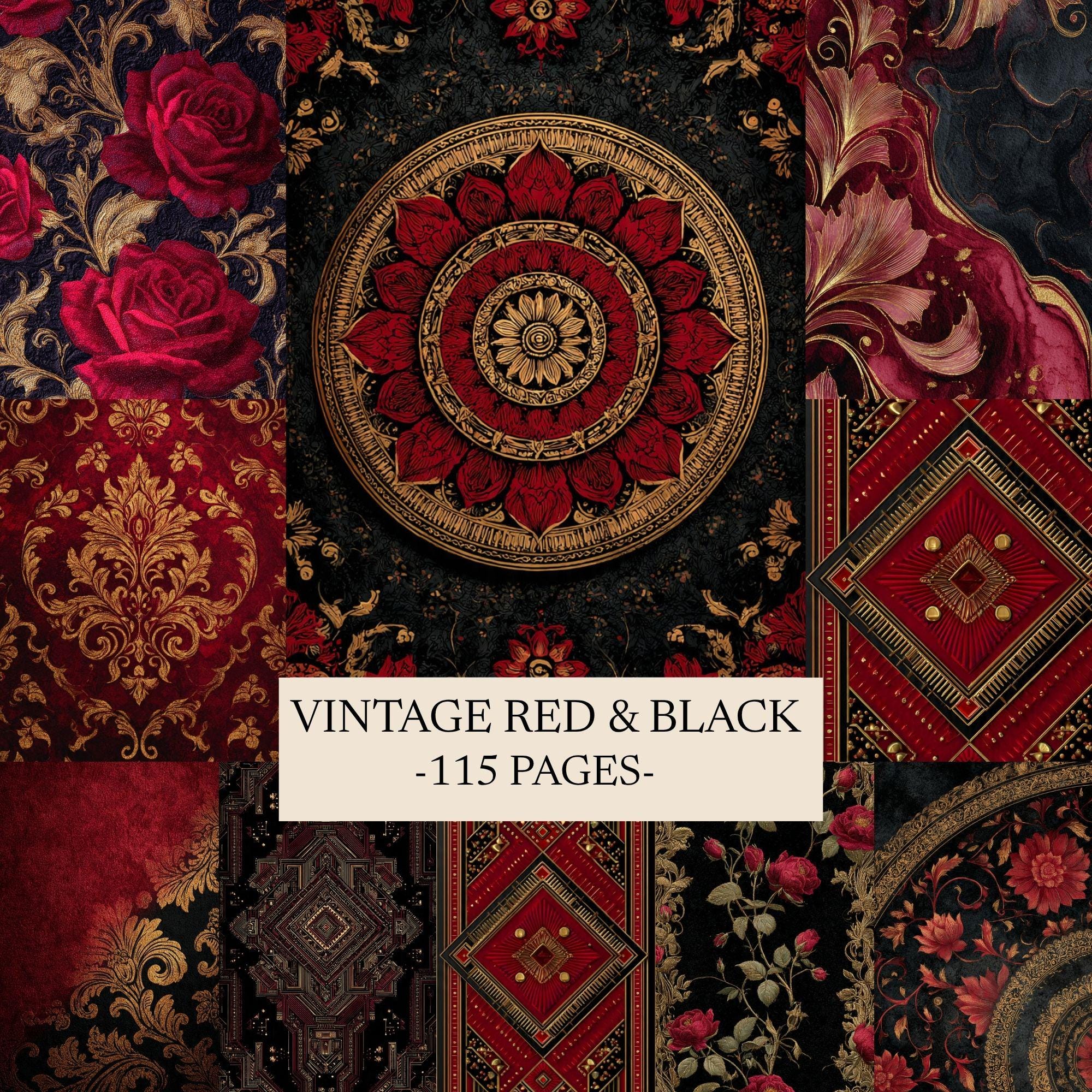 Gothic Floral Digital Paper Pack, Dark Luxe Roses Junk Journal Pages ...