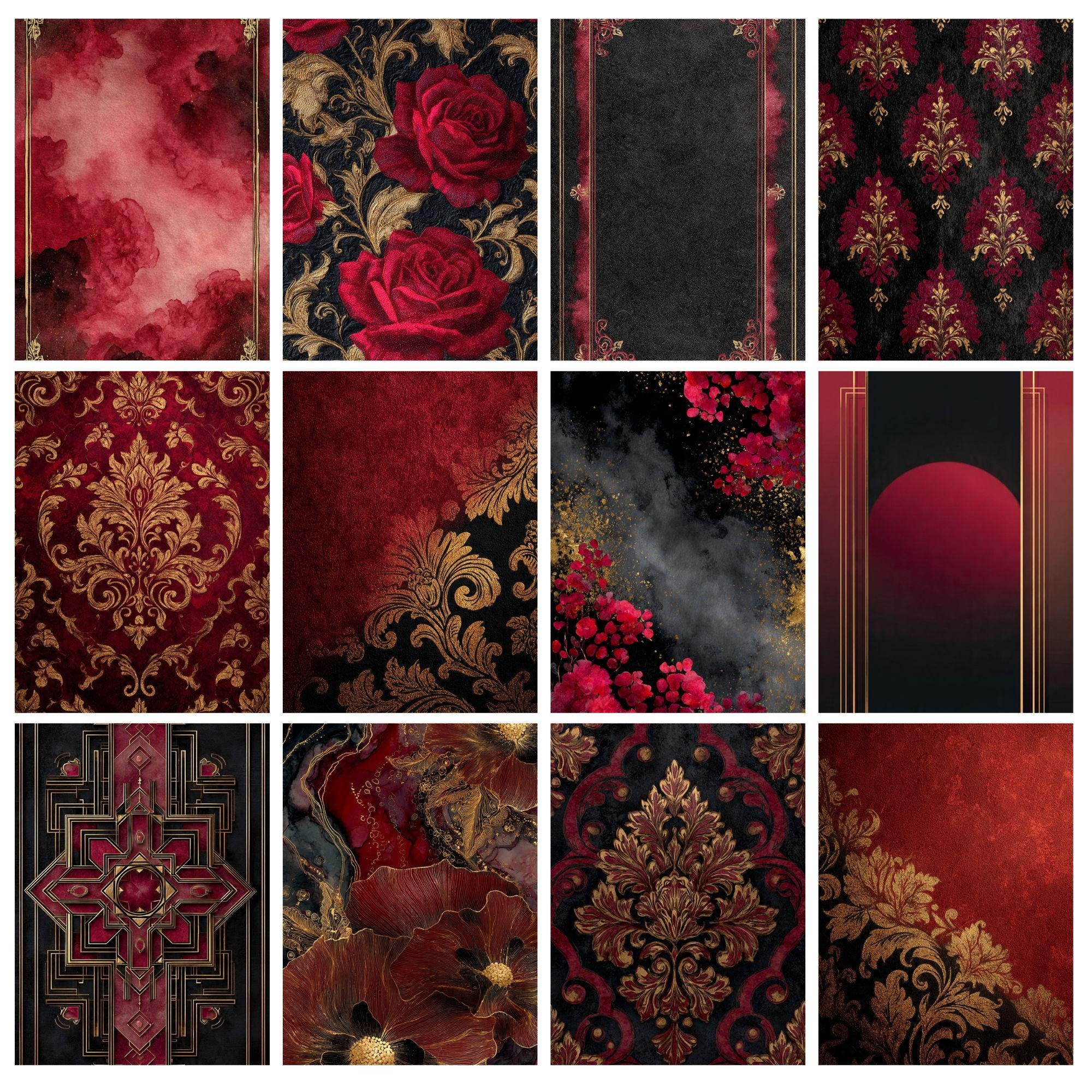 Gothic Floral Digital Paper Pack, Dark Luxe Roses Junk Journal Pages ...