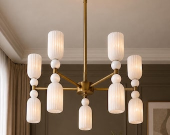 Lampadario in alabastro a 10 luci, lampadario moderno in ottone con luci direzionali, lampadario di lusso in pietra per soffitto, lampada a sospensione in stile moderno di metà secolo
