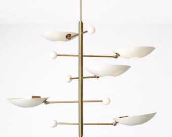 Lámpara de araña moderna de mediados de siglo con 5 luces / Lámpara de techo Sputnik de latón / Lámpara colgante moderna para iluminación de sala de estar y comedor