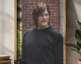Daryl Dixon Poster – The Walking Dead Wall Art, Crossbow Survivor Print, Zombie Apocalypse Decor, TV Series Art